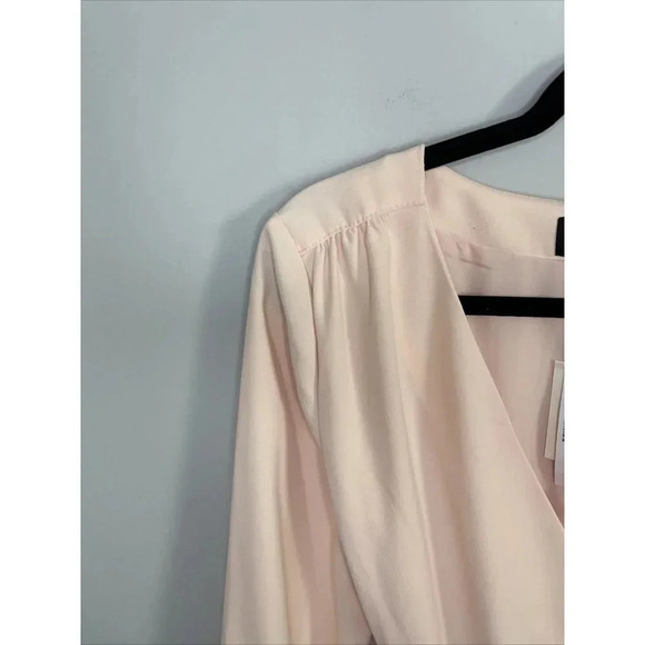 J. Crew Black Label Long Sleeve V-Neck Wrap Dress Light Pink Peach Women's 4 - Picture 3 of 9